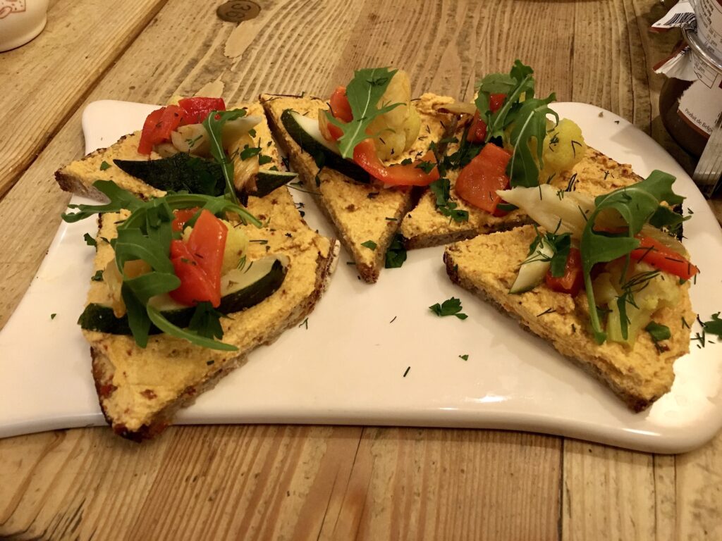 hummus toast at Le Pain Quotidien, Amsterdam